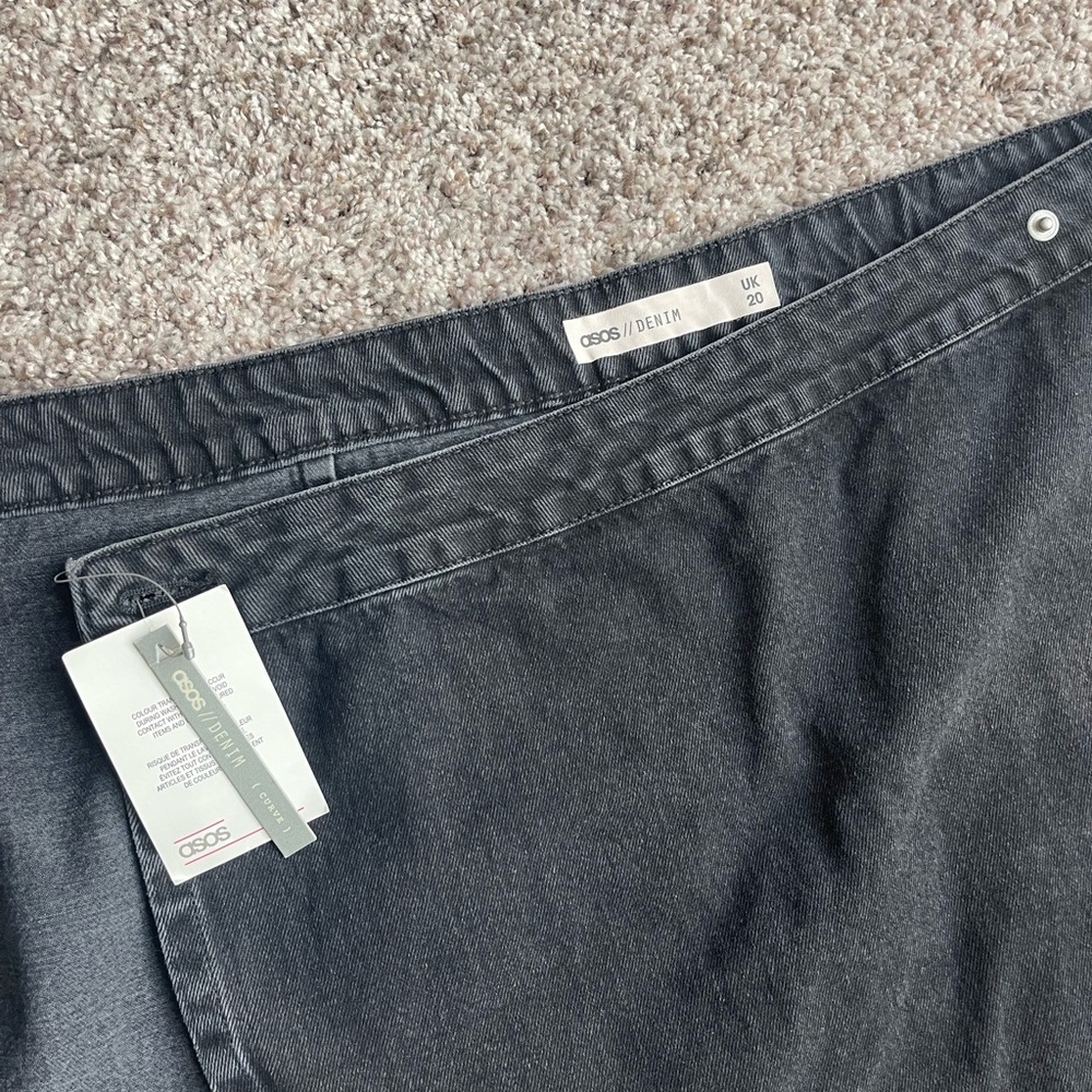 ASOS Black denim wrap mini skirt